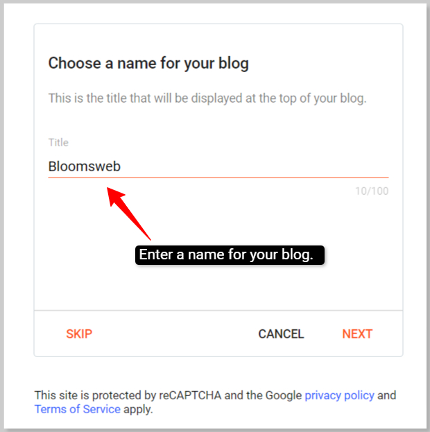 Add a name of your blog