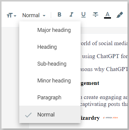 Headings & Subheadings in Blogger Post Editor