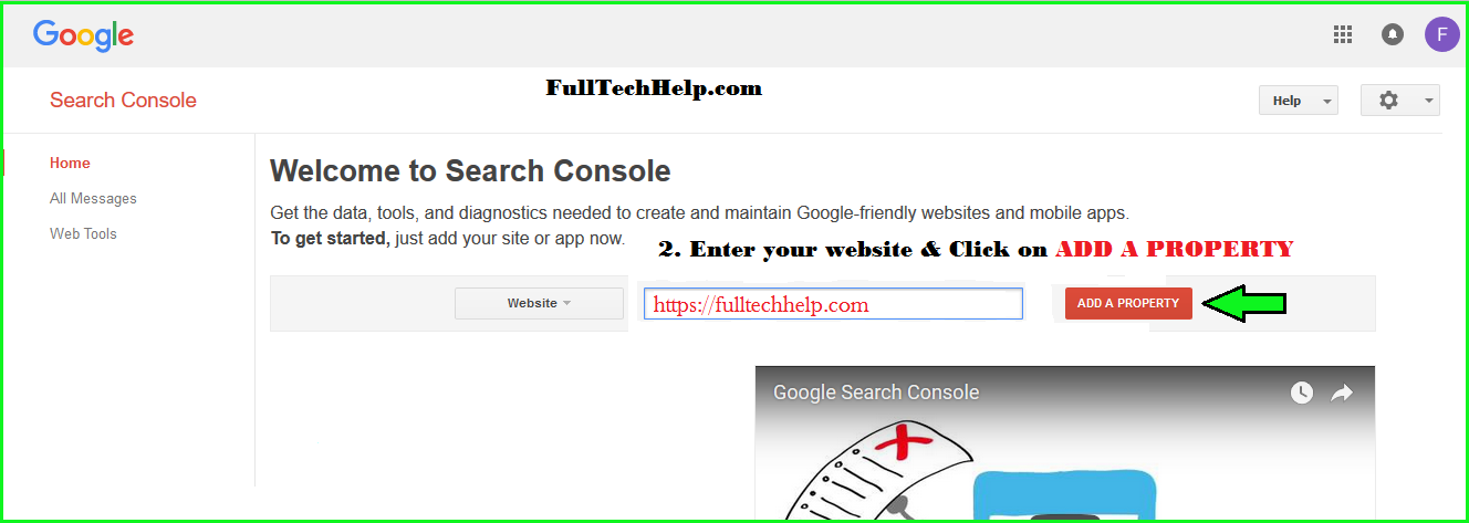 Add site to Google Search Console