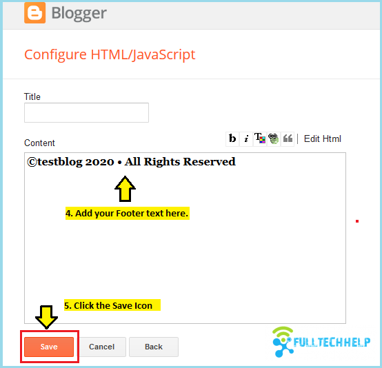 Add Custom Footer Credit in Blogger