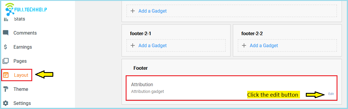 Edit Attribution Widget in Blogger