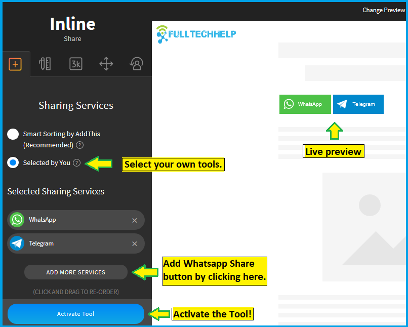 AddThis Inline Settings