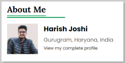 Harish Joshi about me section