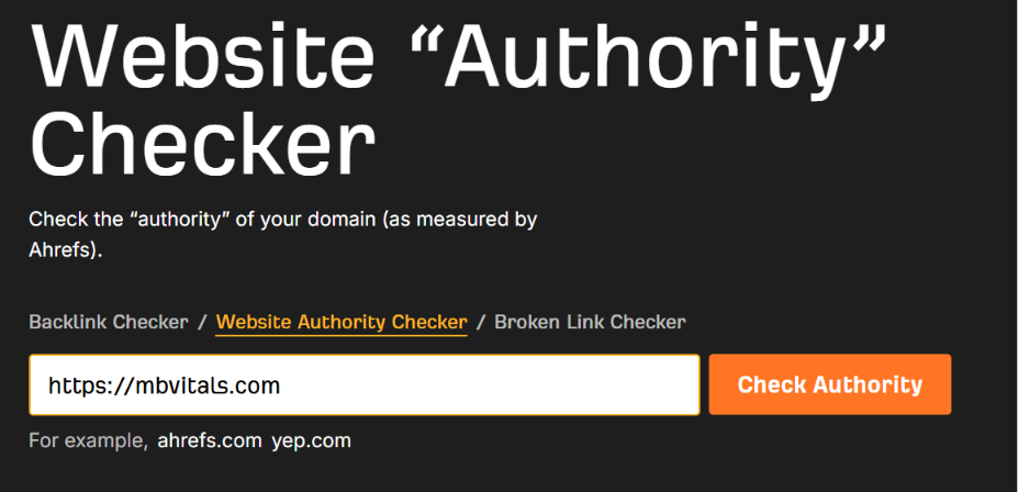 Ahrefs website authority checker